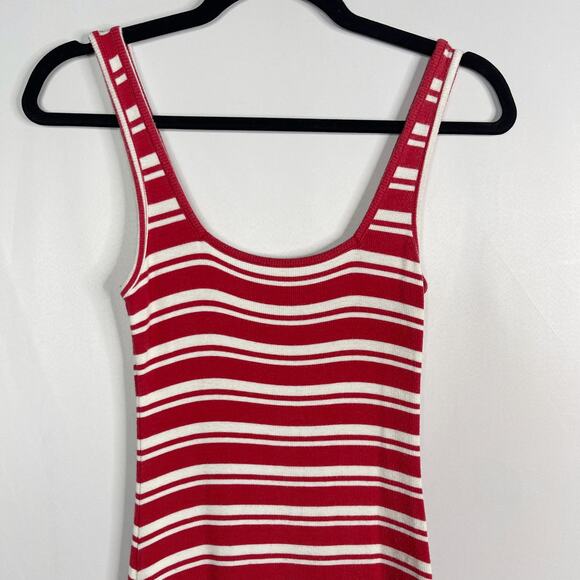 Summersalt XSmall XS Red White Striped Ribbed Square Neck Midi Dress Modal Tank - Picture 3 of 10